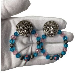 Elegant Silver and Blue Beaded Earrings